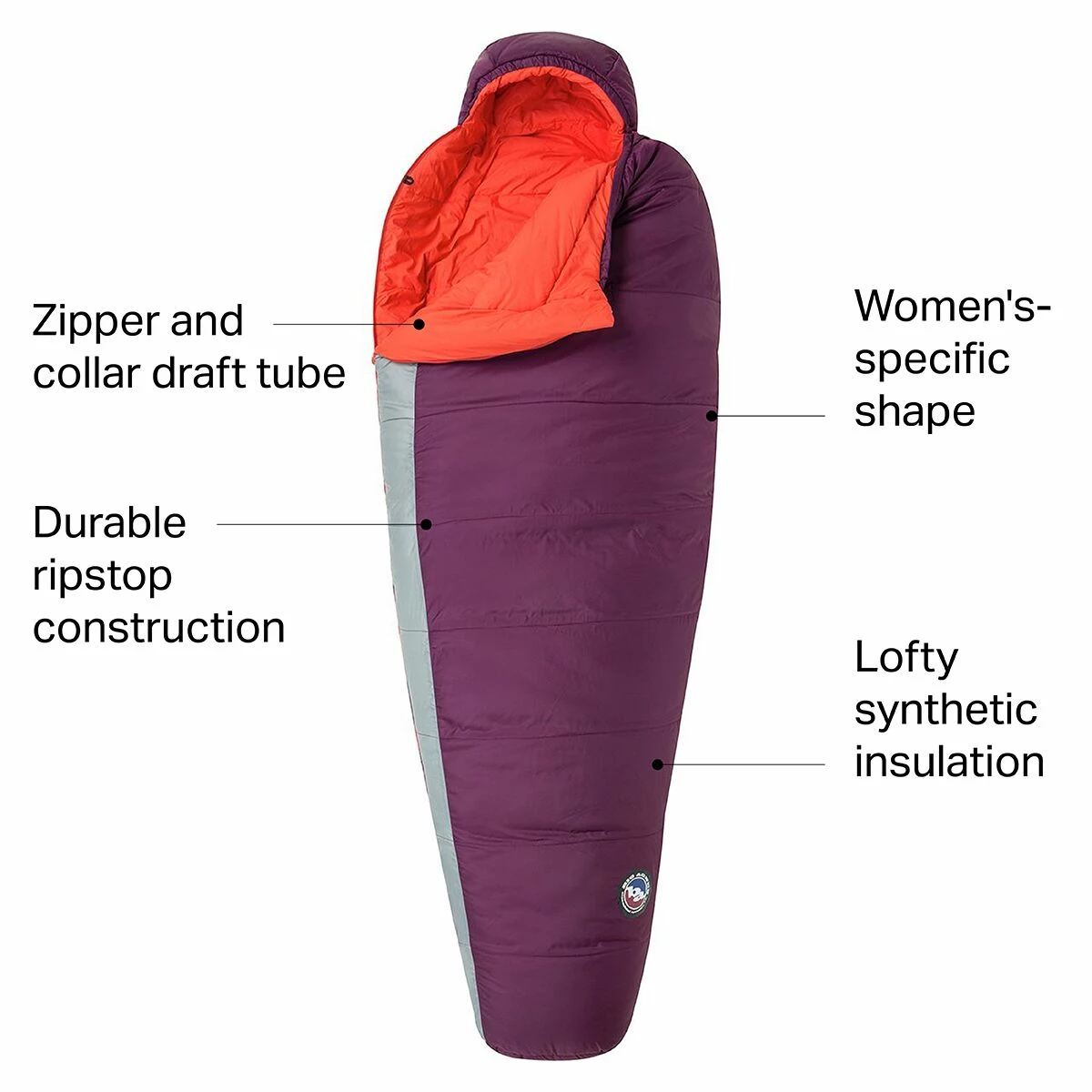 Big Agnes Synthetic Sleeping Bags Blue Lake Sleeping Bag: 25F Synthetic Women's 4 Big Agnes Synthetic Sleeping Bags Blue Lake Sleeping Bag: 25F Synthetic Women's - Image 2