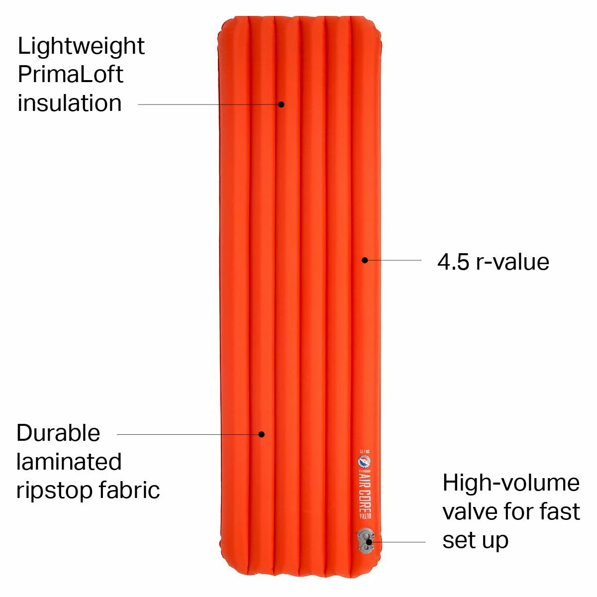 Big Agnes Sleeping Pads Insulated Air Core Ultra Sleeping Pad 4 Big Agnes Sleeping Pads Insulated Air Core Ultra Sleeping Pad - Image 2